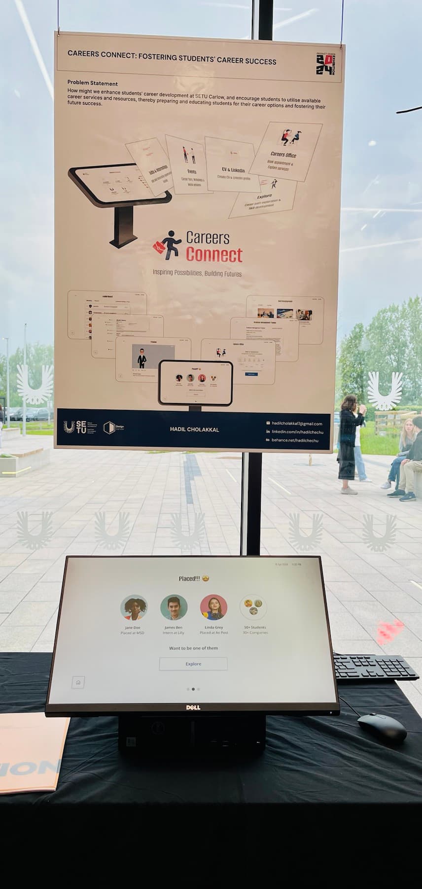 SETU Careers Connect exhibition poster and second product screen